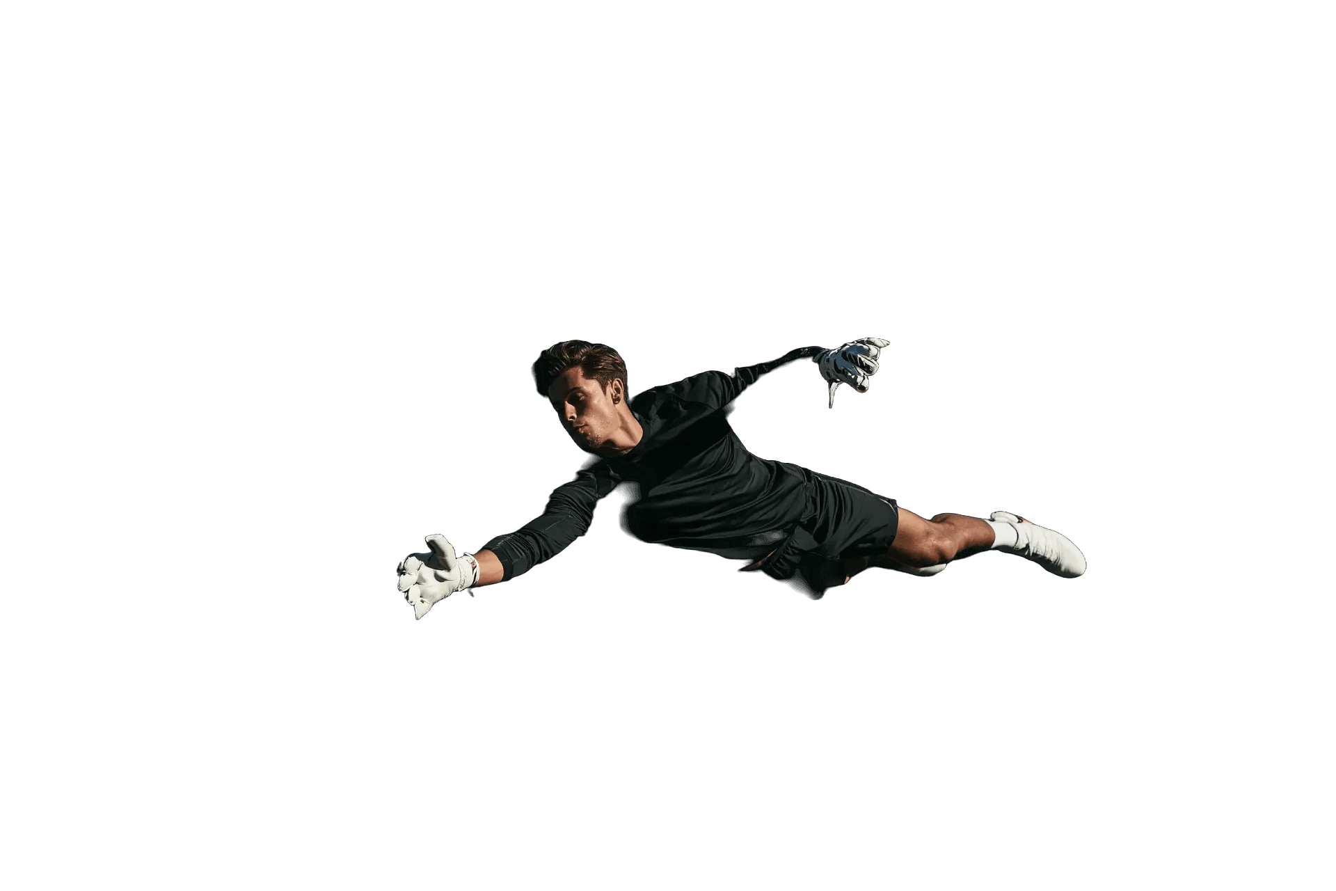 Torwart im Hechtsprung während einer Trainingseinheit
